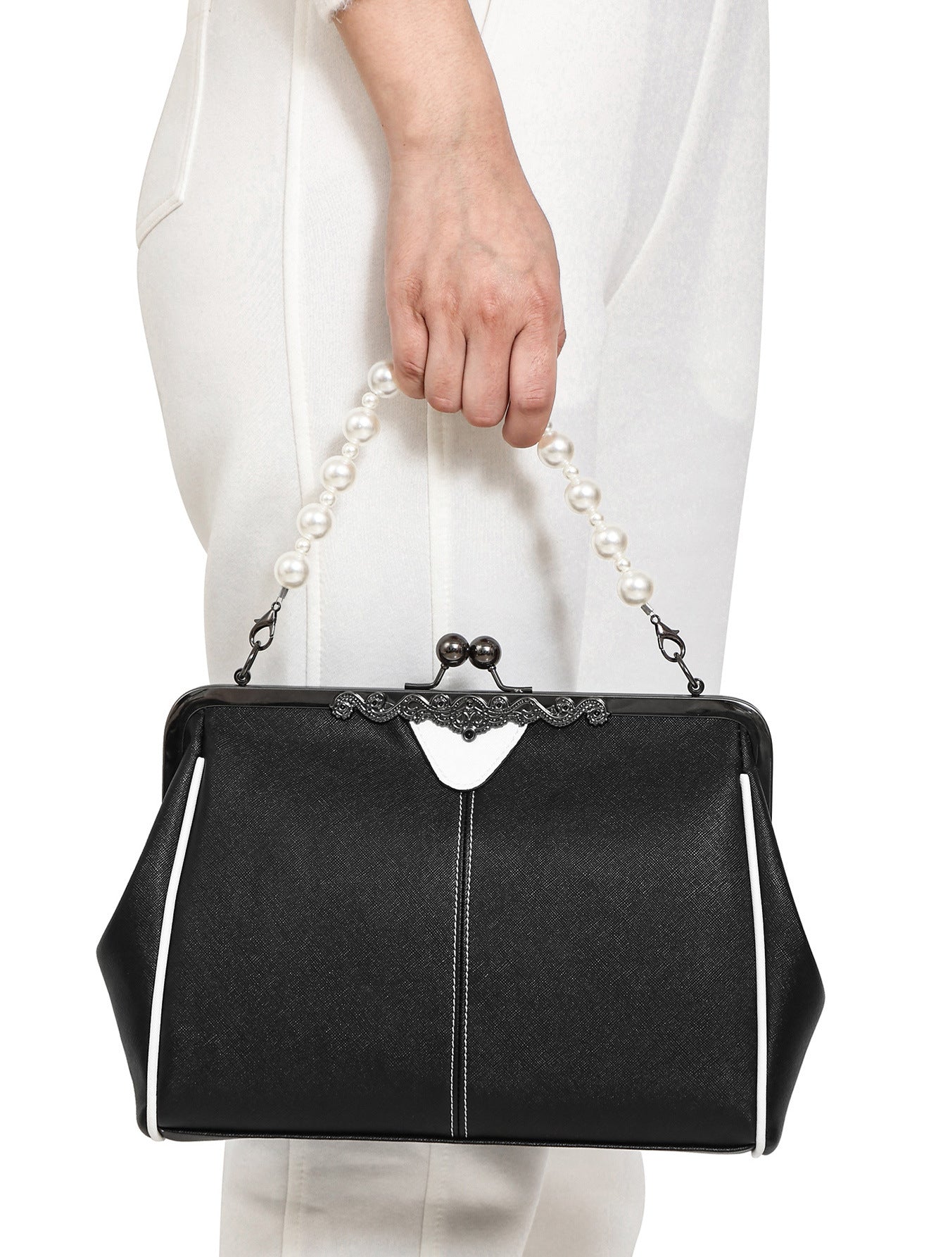 Bootara Women's British Vintage Oversized Bag – Multi-Way Shoulder/Tote Bag with Clip Closure