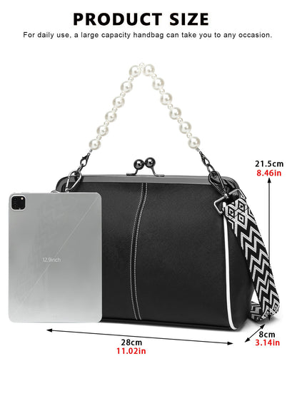 Bootara Women's British Vintage Oversized Bag – Multi-Way Shoulder/Tote Bag with Clip Closure