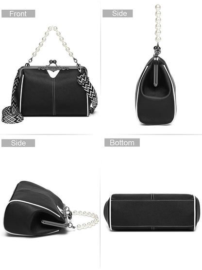 Bootara Women's British Vintage Oversized Bag – Multi-Way Shoulder/Tote Bag with Clip Closure