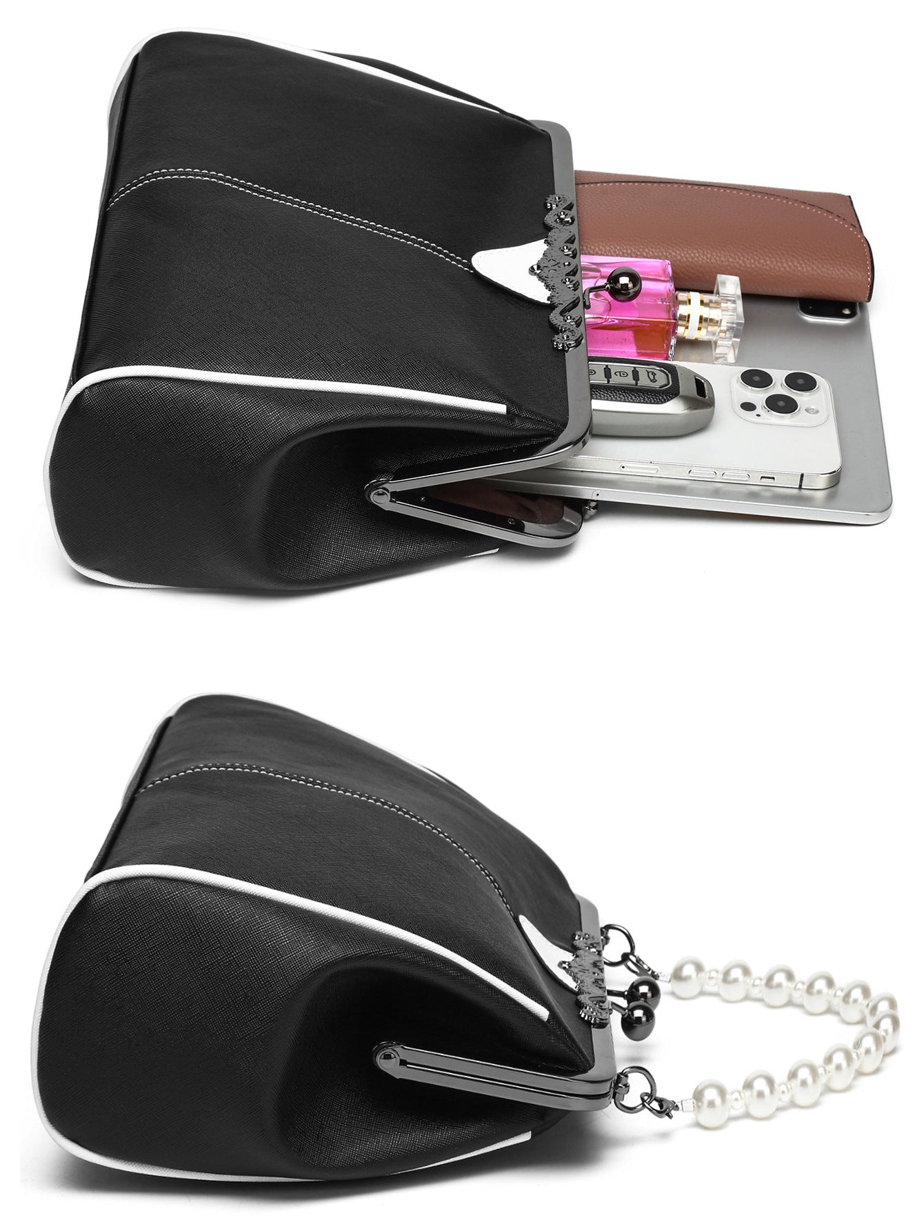 Bootara Women's British Vintage Oversized Bag – Multi-Way Shoulder/Tote Bag with Clip Closure