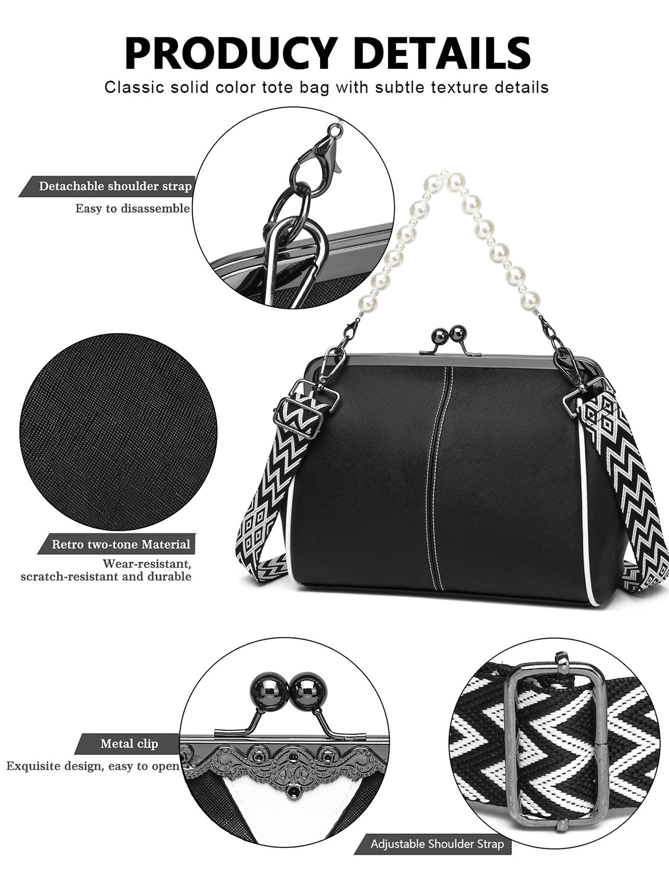 Bootara Women's British Vintage Oversized Bag – Multi-Way Shoulder/Tote Bag with Clip Closure