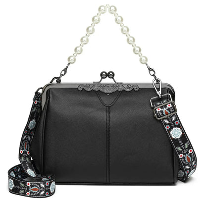 Bootara Women's British Vintage Oversized Bag – Multi-Way Shoulder/Tote Bag with Clip Closure