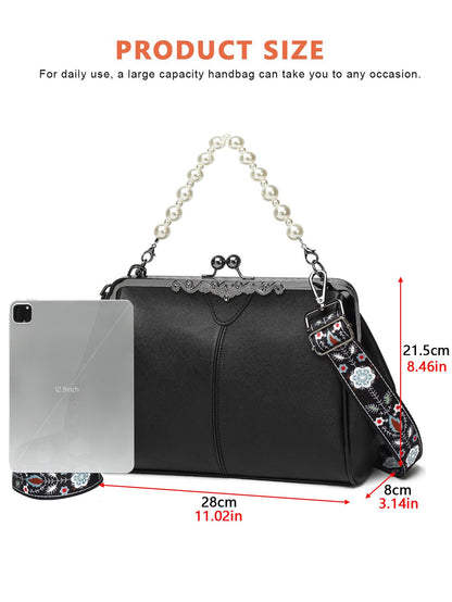 Bootara Women's British Vintage Oversized Bag – Multi-Way Shoulder/Tote Bag with Clip Closure