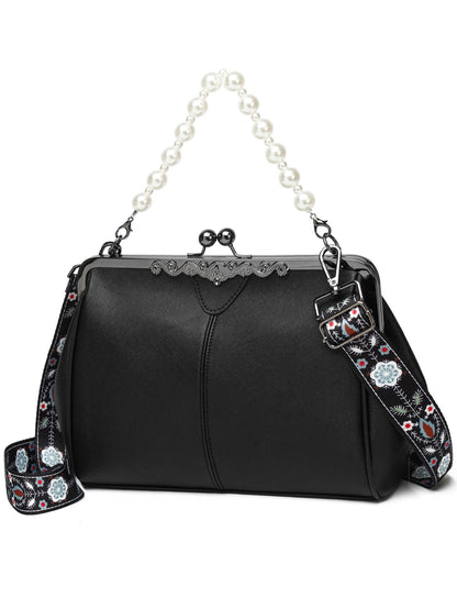 Bootara Women's British Vintage Oversized Bag – Multi-Way Shoulder/Tote Bag with Clip Closure