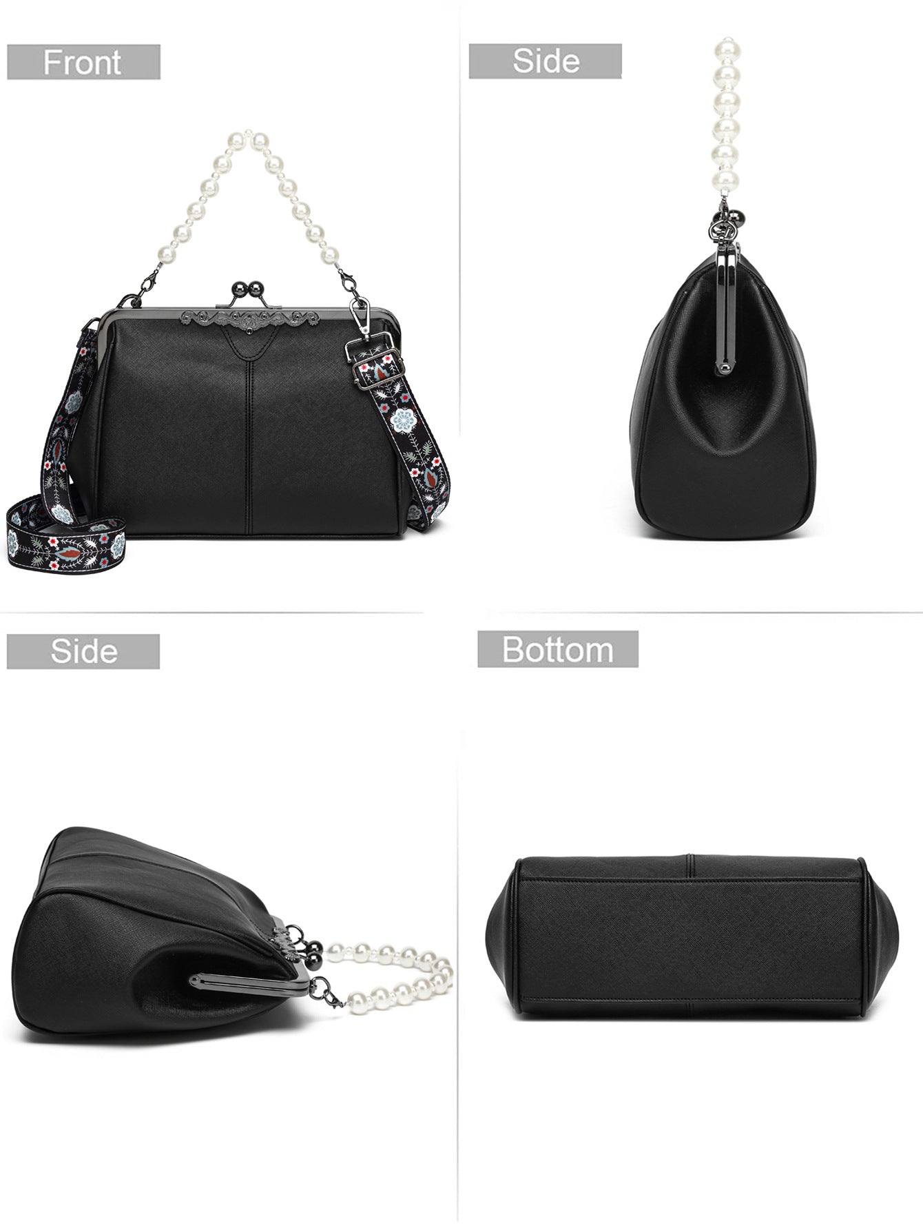 Bootara Women's British Vintage Oversized Bag – Multi-Way Shoulder/Tote Bag with Clip Closure