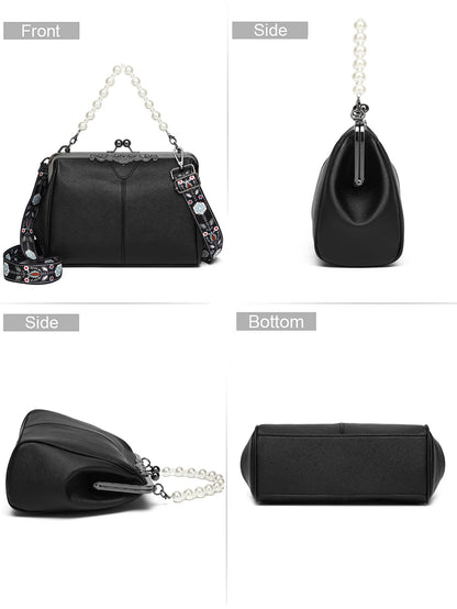 Bootara Women's British Vintage Oversized Bag – Multi-Way Shoulder/Tote Bag with Clip Closure