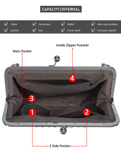 Bootara Women's British Vintage Oversized Bag – Multi-Way Shoulder/Tote Bag with Clip Closure