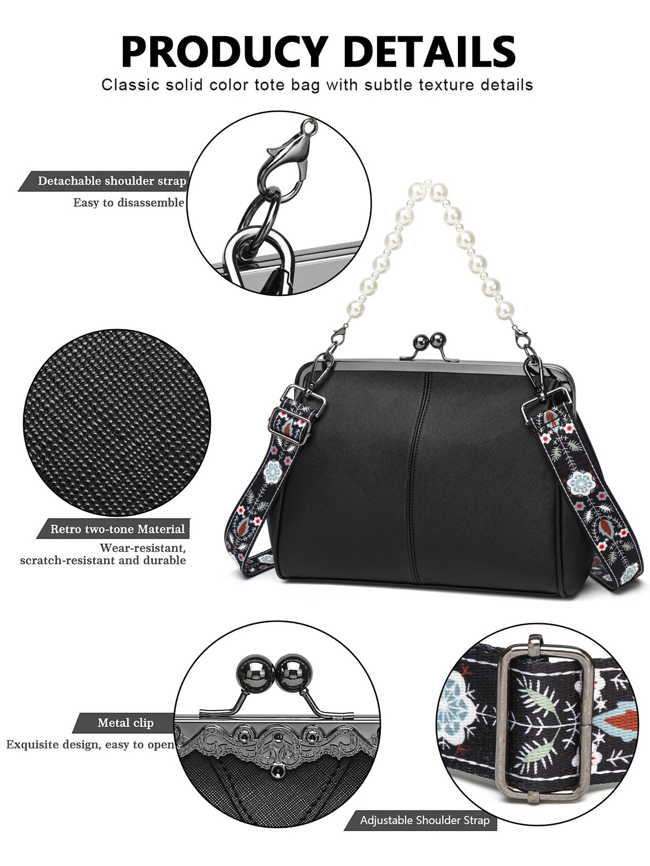 Bootara Women's British Vintage Oversized Bag – Multi-Way Shoulder/Tote Bag with Clip Closure