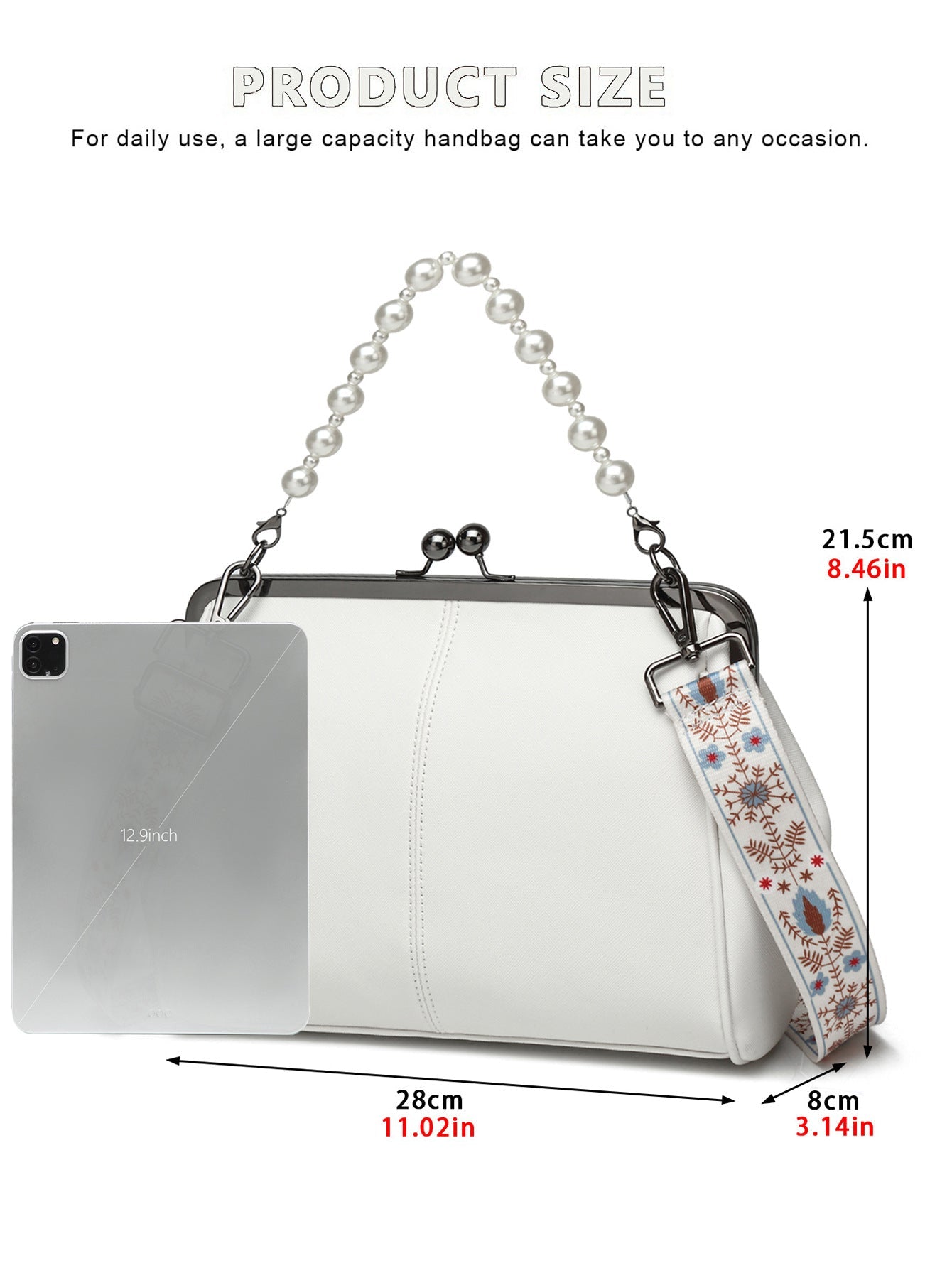 Bootara Women's British Vintage Oversized Bag – Multi-Way Shoulder/Tote Bag with Clip Closure