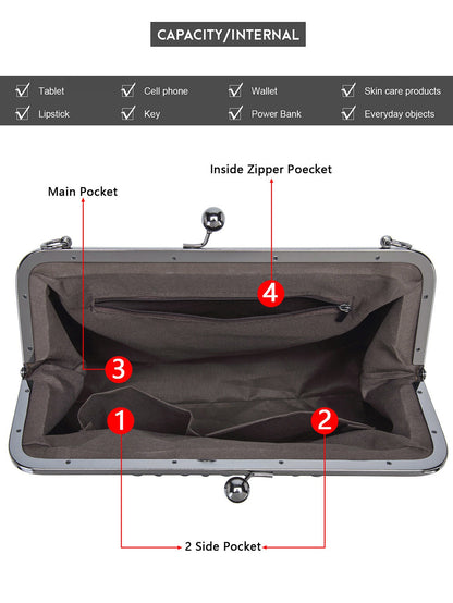 Bootara Women's British Vintage Oversized Bag – Multi-Way Shoulder/Tote Bag with Clip Closure