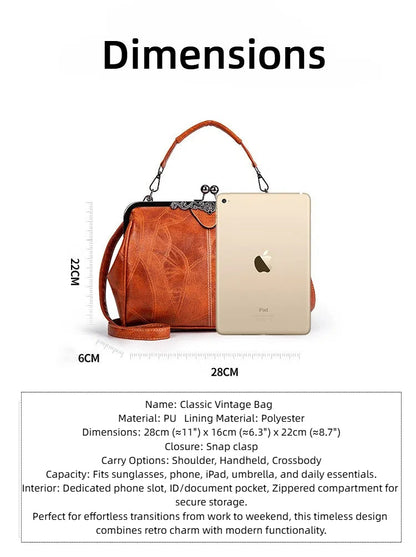 Bootara Women's British Vintage Oversized Bag – Multi-Way Shoulder/Tote Bag with Clip Closure